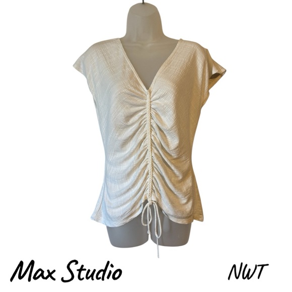 Max Studio Tops - NWT Max Studio Women's Ivory Ruched Top LARGE #7